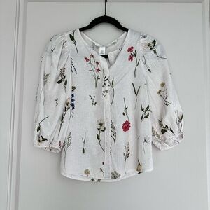 NEW H&M Linen Blend Floral Top XS